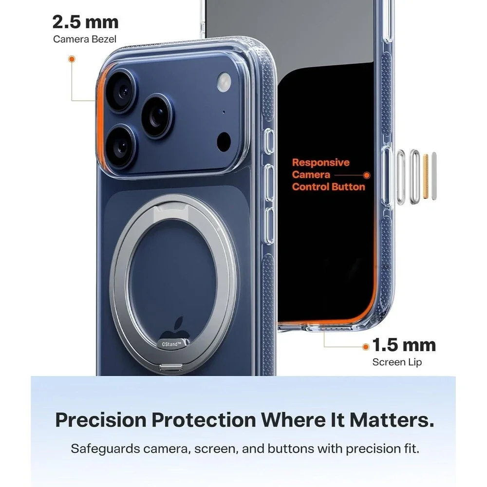 TORRAS 360 Magnetic Stand for iPhone 17 Pro Case, [Fit for MagSafe] Clear